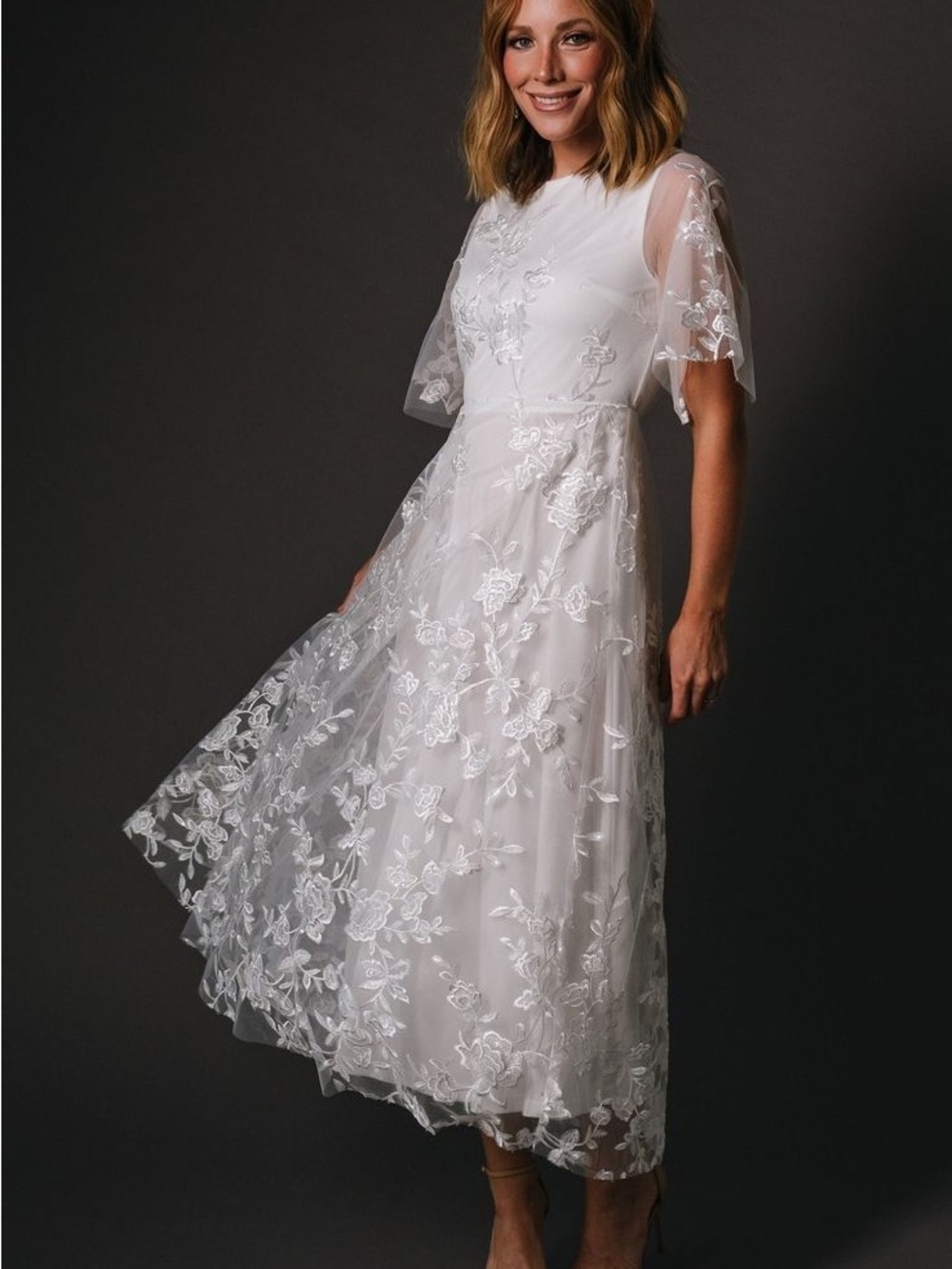 Baltic Born Arabella White Tulle Sequin Maxi Dress NWT Bridal Wedding M